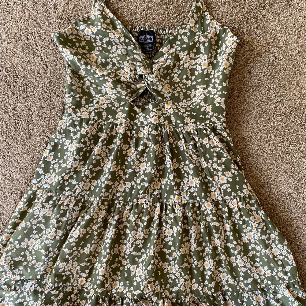 Green and floral dress
